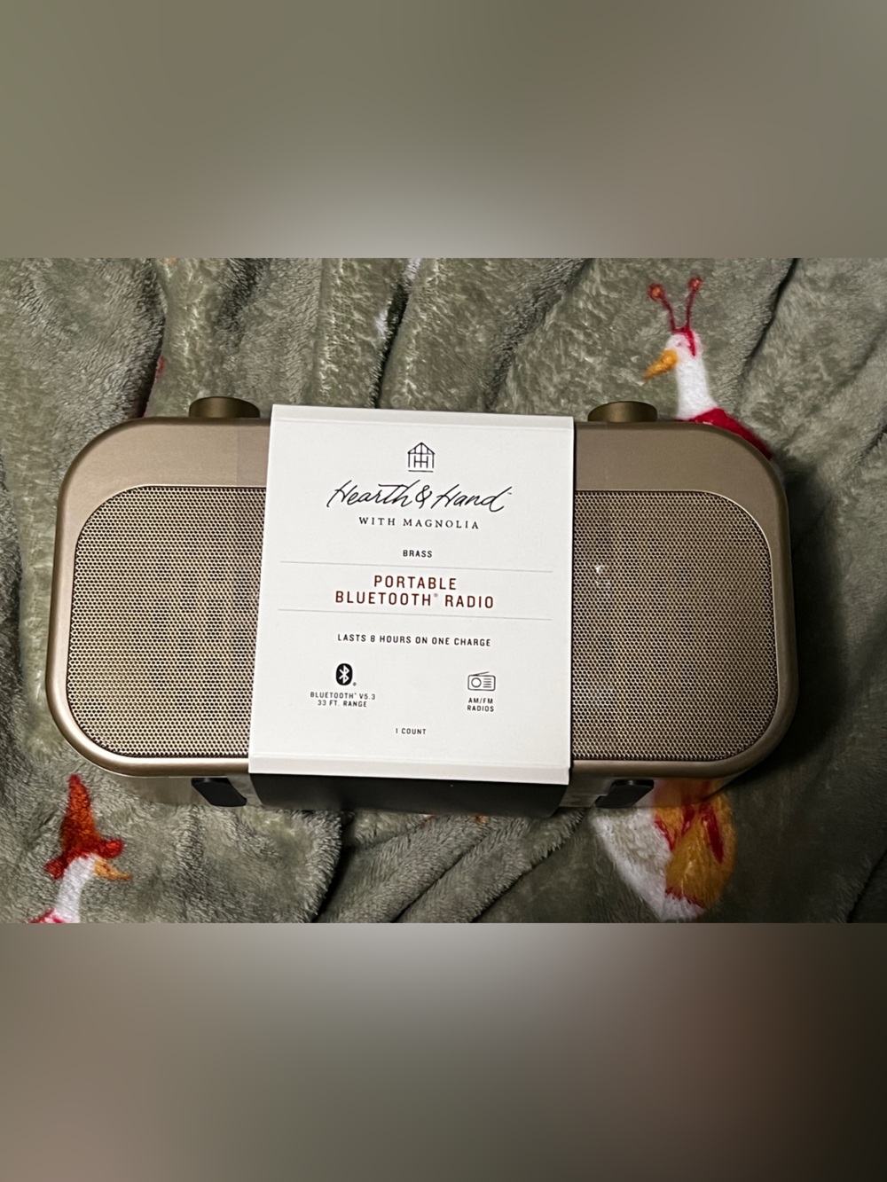 Hearth & Hand Brass Portable Bluetooth Radio